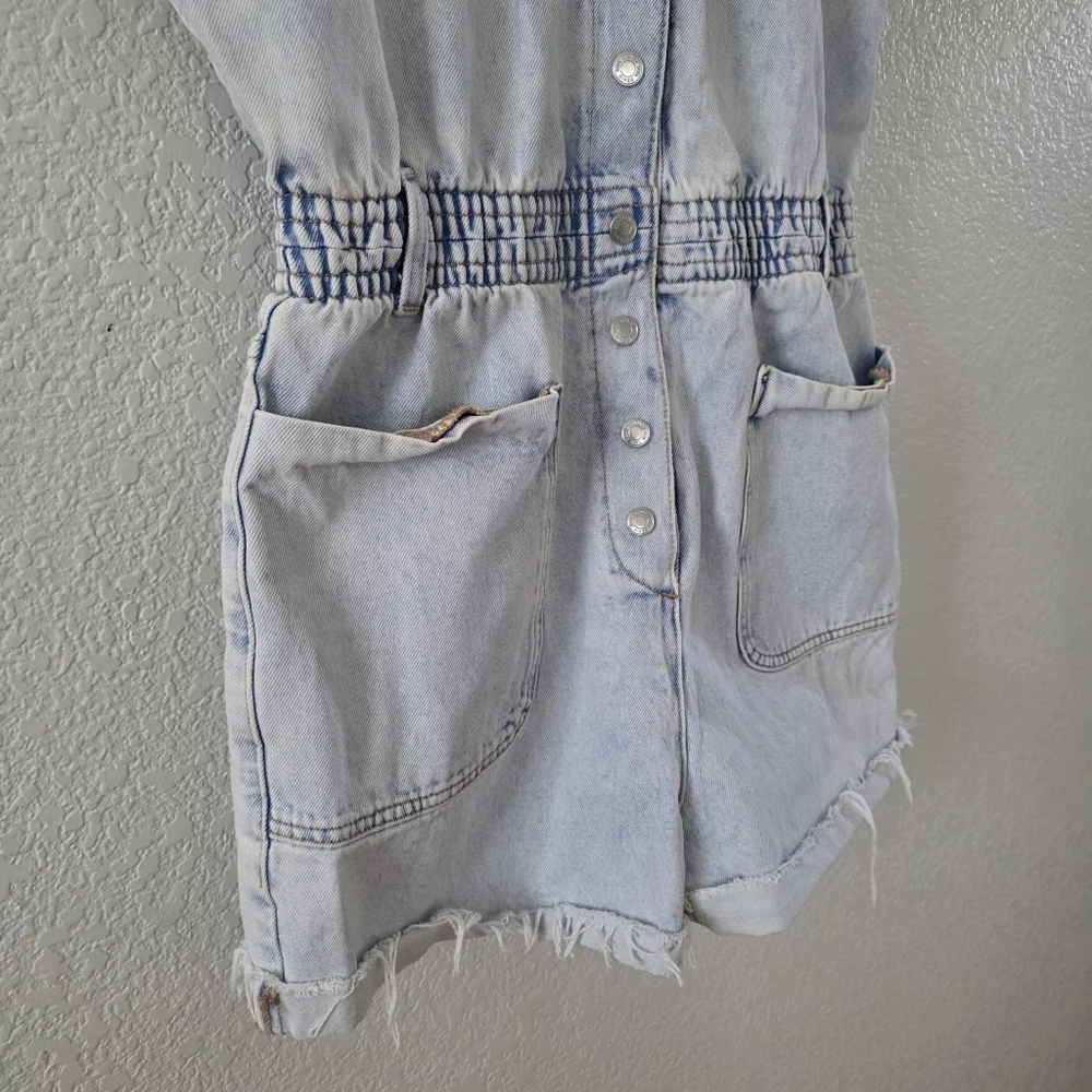 Zara Denim Overalls Romper Light Blue wash M - Picture 8 of 14